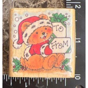 Vintage Penny Black 1992 Wooden Rubber Stamp With Christmas snow Bear 160